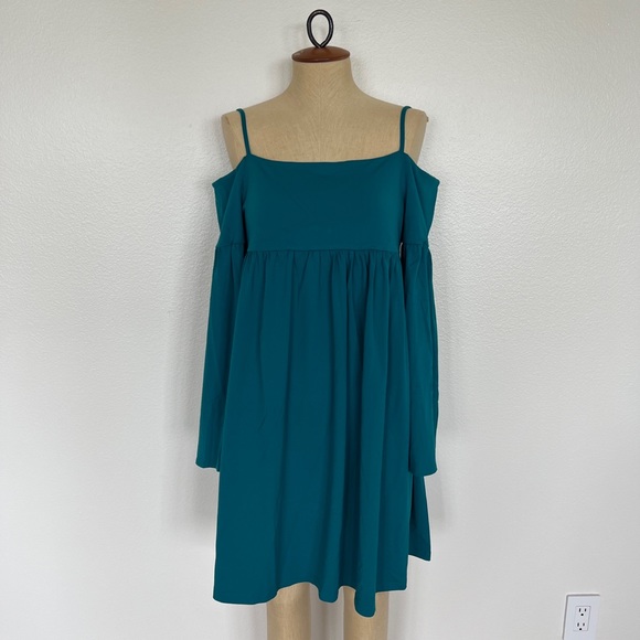 Susana Monaco Women Square Neck Bell Sleeves Straight Hem Dress Size L - Picture 3 of 9